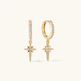 North Star Hoop Earrings Gold