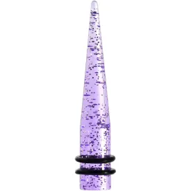 00 Gauge Purple Acrylic Silver Glitter Taper