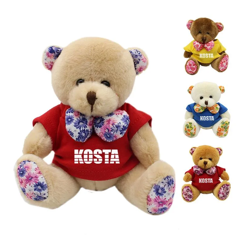 16cm Teddy Bear Plush Toy With Floral Bow Tie