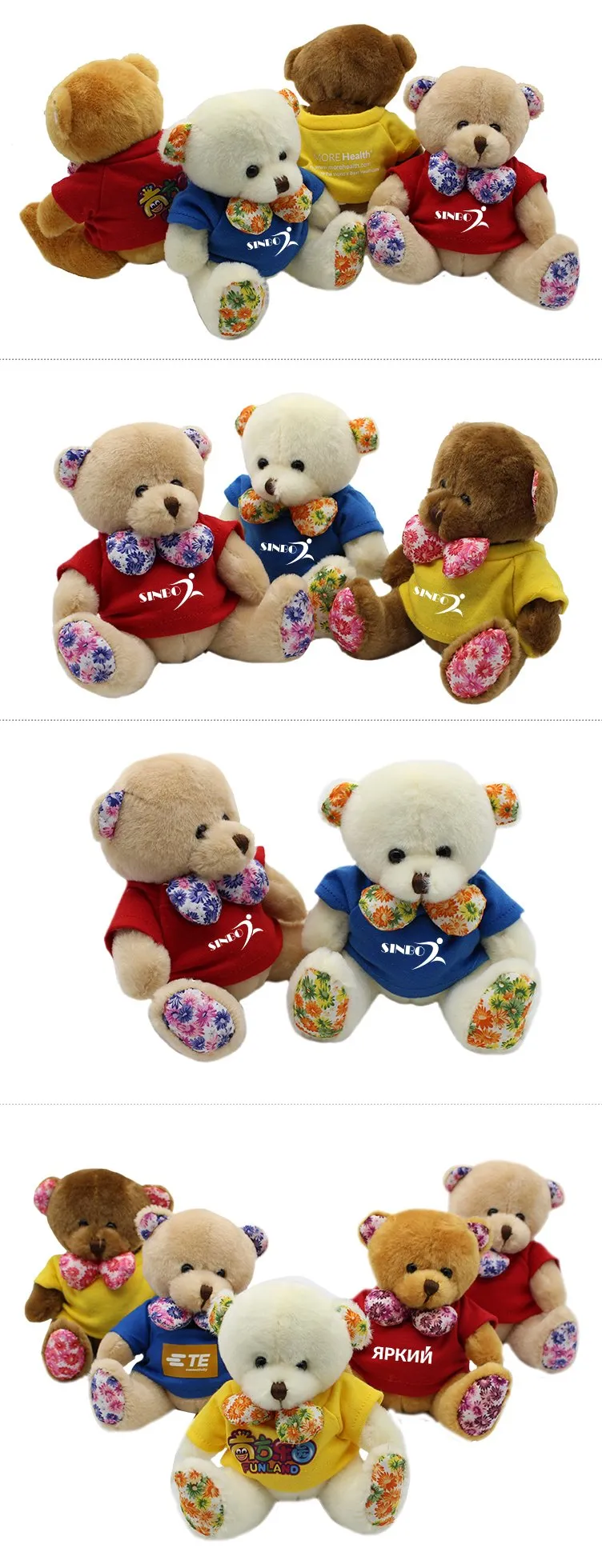 16cm Teddy Bear Plush Toy With Floral Bow Tie