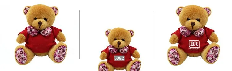 16cm Teddy Bear Plush Toy With Floral Bow Tie