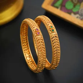 92.5 Silver Ethnic Wear Bangle With Gold Polish