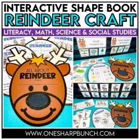 All About Reindeer Craft, Reindeer Math & Literacy, Christmas Craft & Activities | Printable Classroom Resource | One Sharp Bunch