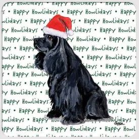 American Cocker Spaniel, Black "Happy Howlidays" Coaster