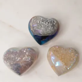 Angel Aura Quartz Drusy Heart