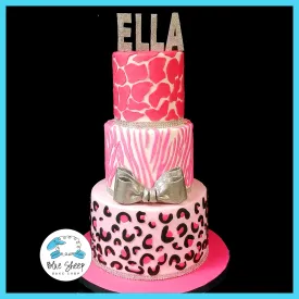 Animal Print Bat Mitzvah Cake