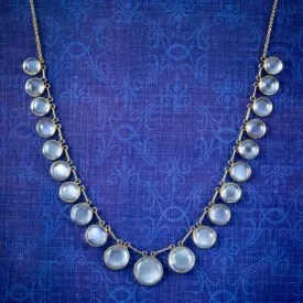 Antique Edwardian Moonstone Garland Necklace Circa 1910