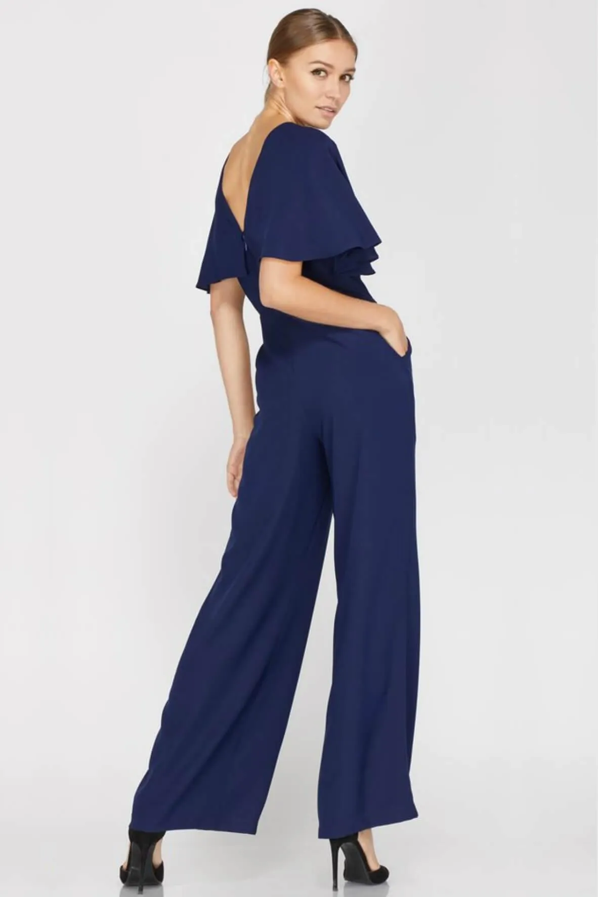 Arabelle Woven Flutter Sleeve Jumpsuit