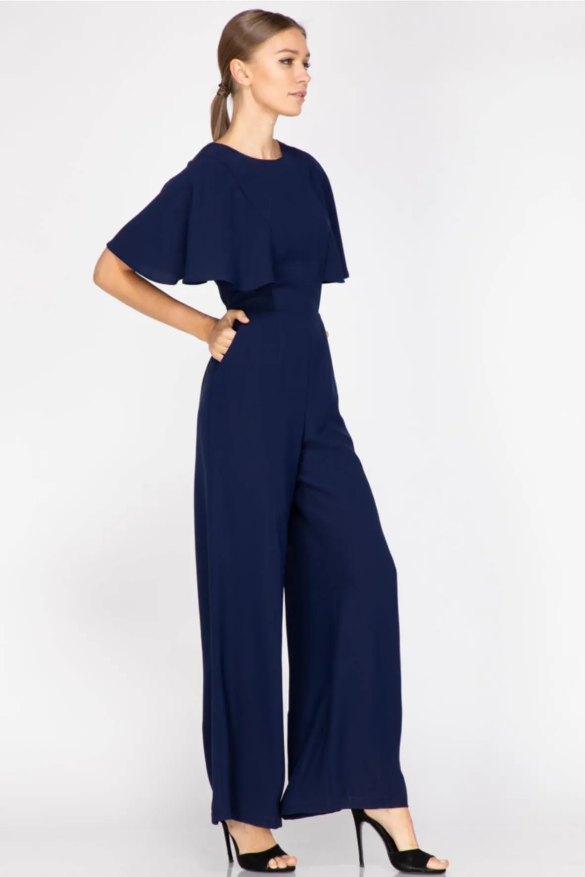 Arabelle Woven Flutter Sleeve Jumpsuit