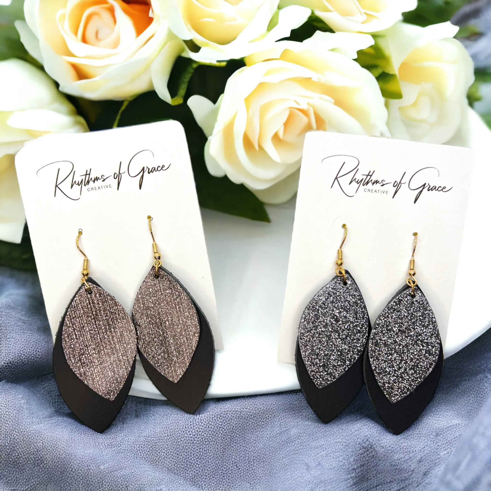 Black and Gold Earrings - Silver and Black, Black Earrings, Sparkle Earrings, Gold and Black