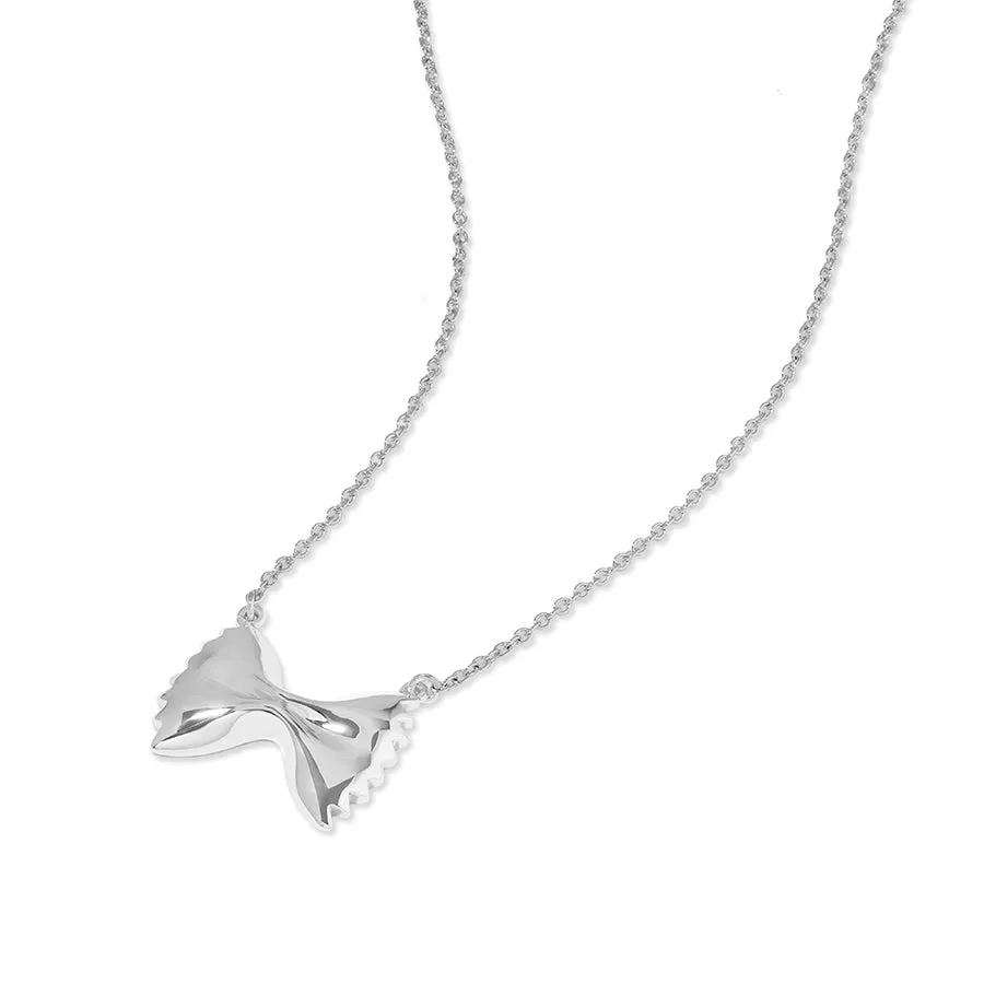 Bow Tie Pasta Silver Necklace