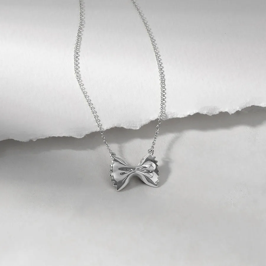 Bow Tie Pasta Silver Necklace