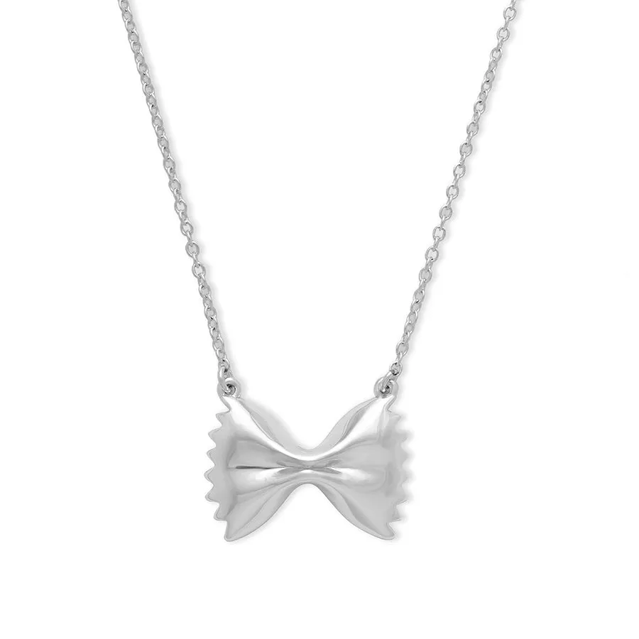 Bow Tie Pasta Silver Necklace