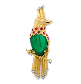 Cartier Colombian Emerald Bird Brooch, 45.00 carats