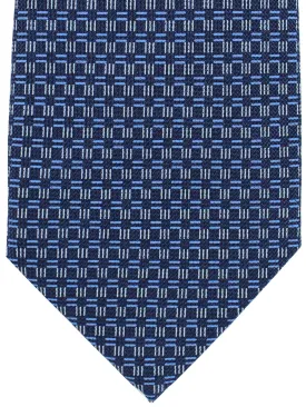 Cesare Attolini Silk Tie Navy Blue Geometric