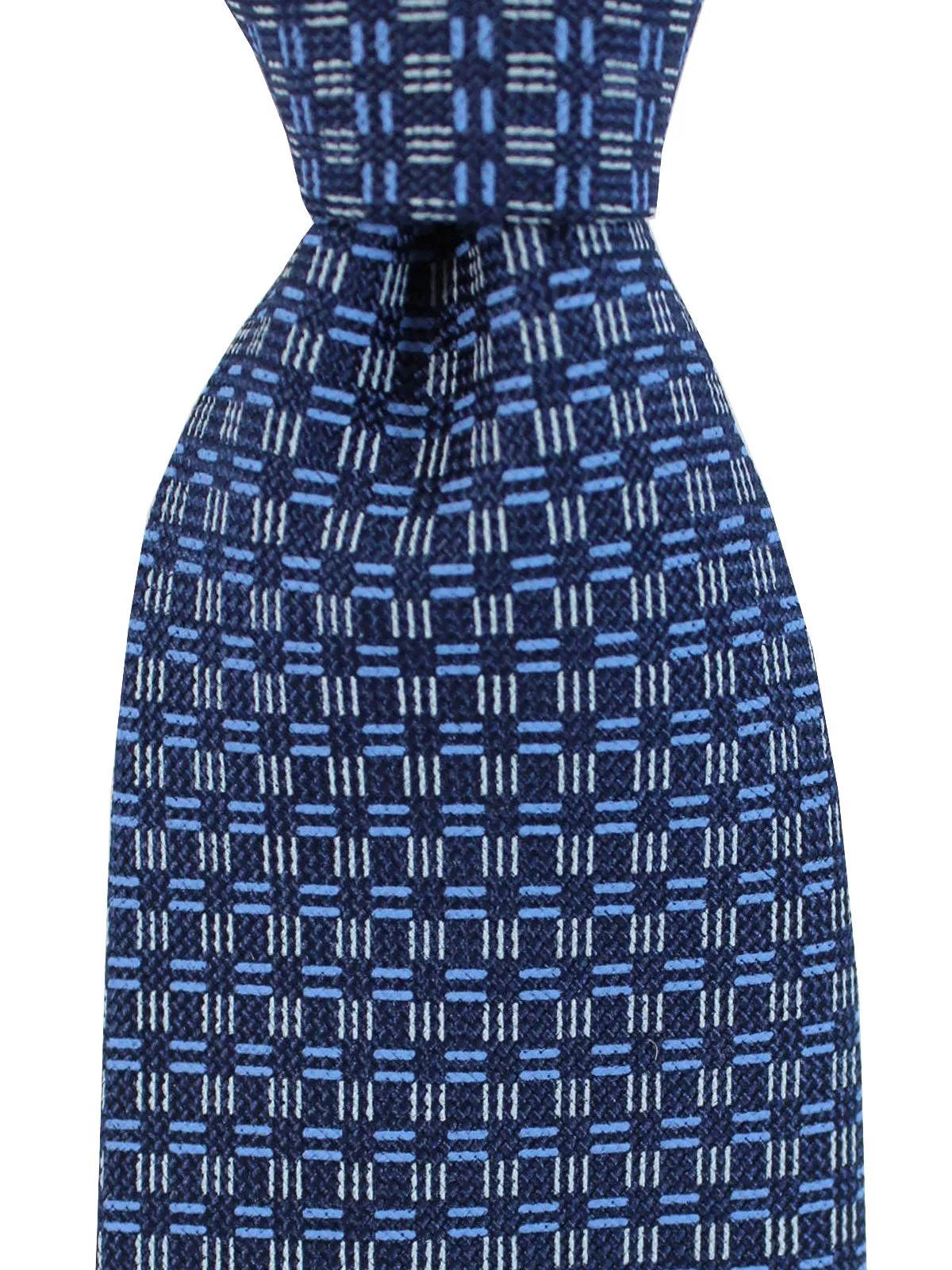 Cesare Attolini Silk Tie Navy Blue Geometric