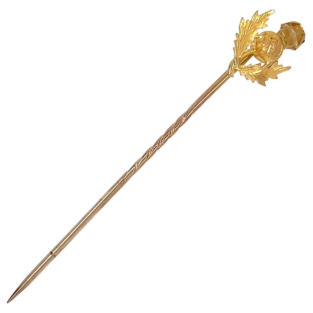 Citrine Thistle Tie Pin