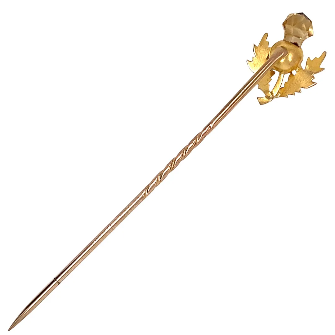 Citrine Thistle Tie Pin