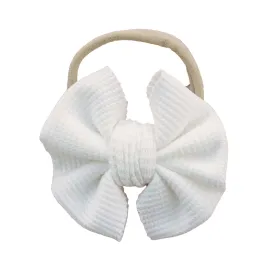 Cloud White Waffle Bow Headband