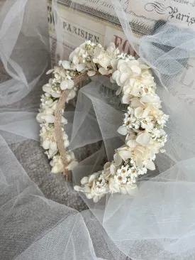 Daisy Headband, Hydrangea and Daisy Floral Tiara, Dried Mini Daisy Flower Crown, Dried Flower Crown, Ivory Daisy Floral Headpiece