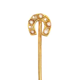 Diamond & Pearl Horse Shoe Tie Pin