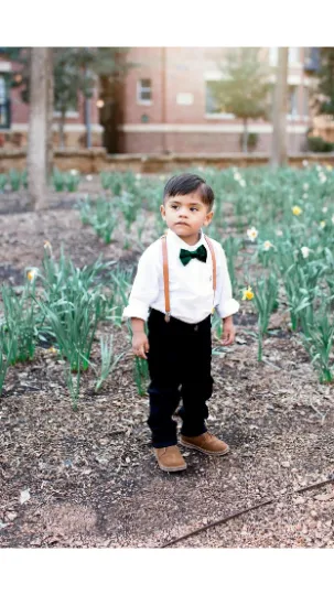 Emerald Bow Tie with Caramel Suspender Set