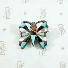 Endearing Little Zuni Inlay Butterfly Pin