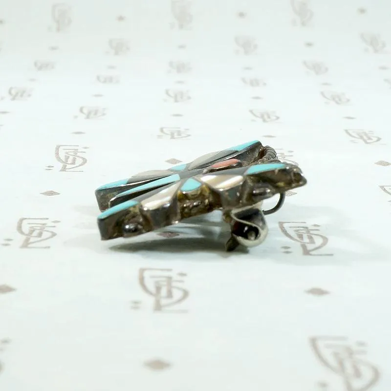 Endearing Little Zuni Inlay Butterfly Pin