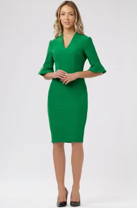 Fitted Dress with 3/4 flounce sleeve