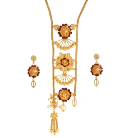 Floral Minakari Tie Chain Necklace Set