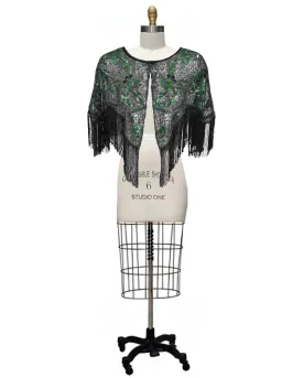 Florence- the Lace 1920s Style Caplet with Fringe 10 Colors