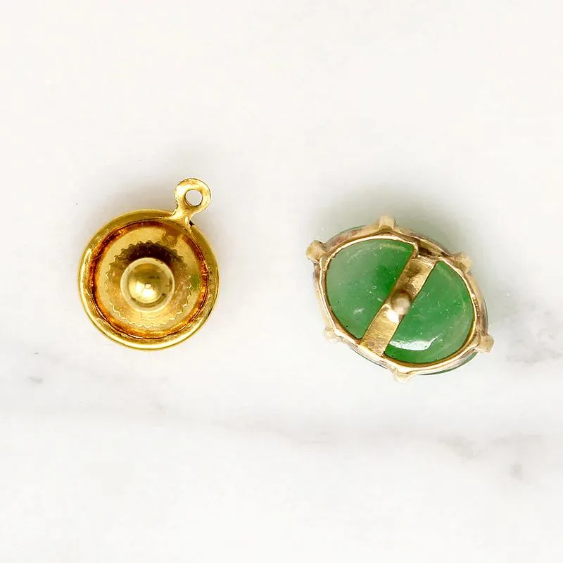 Glossy Green Jade & 14k Gold Tie Pin