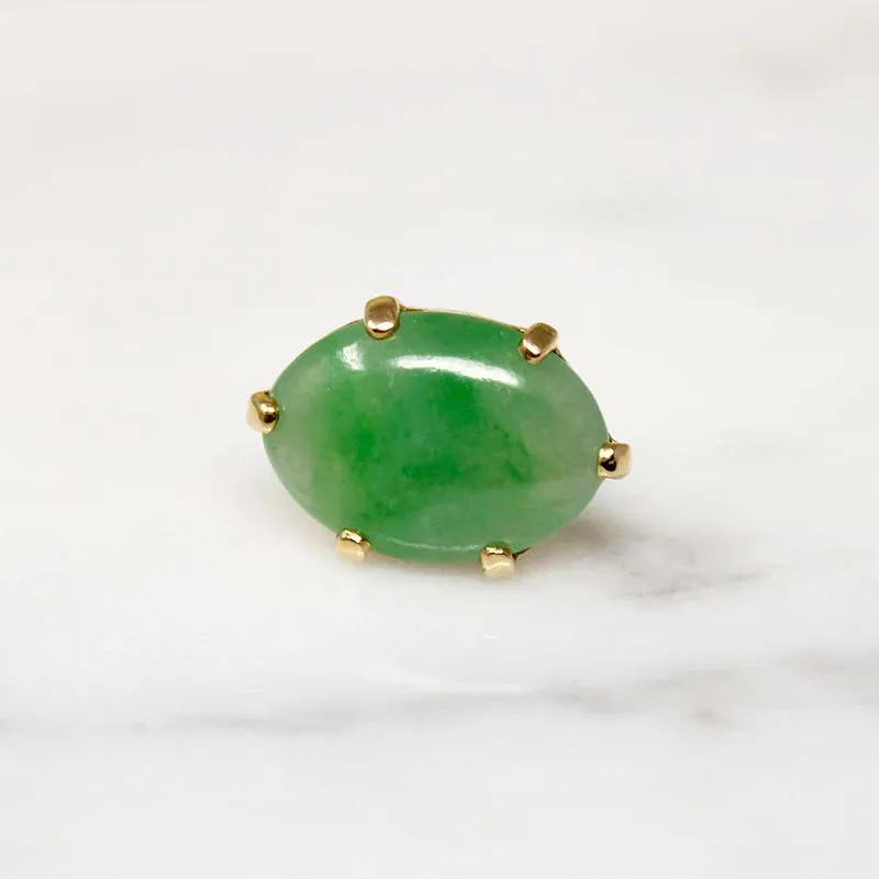 Glossy Green Jade & 14k Gold Tie Pin