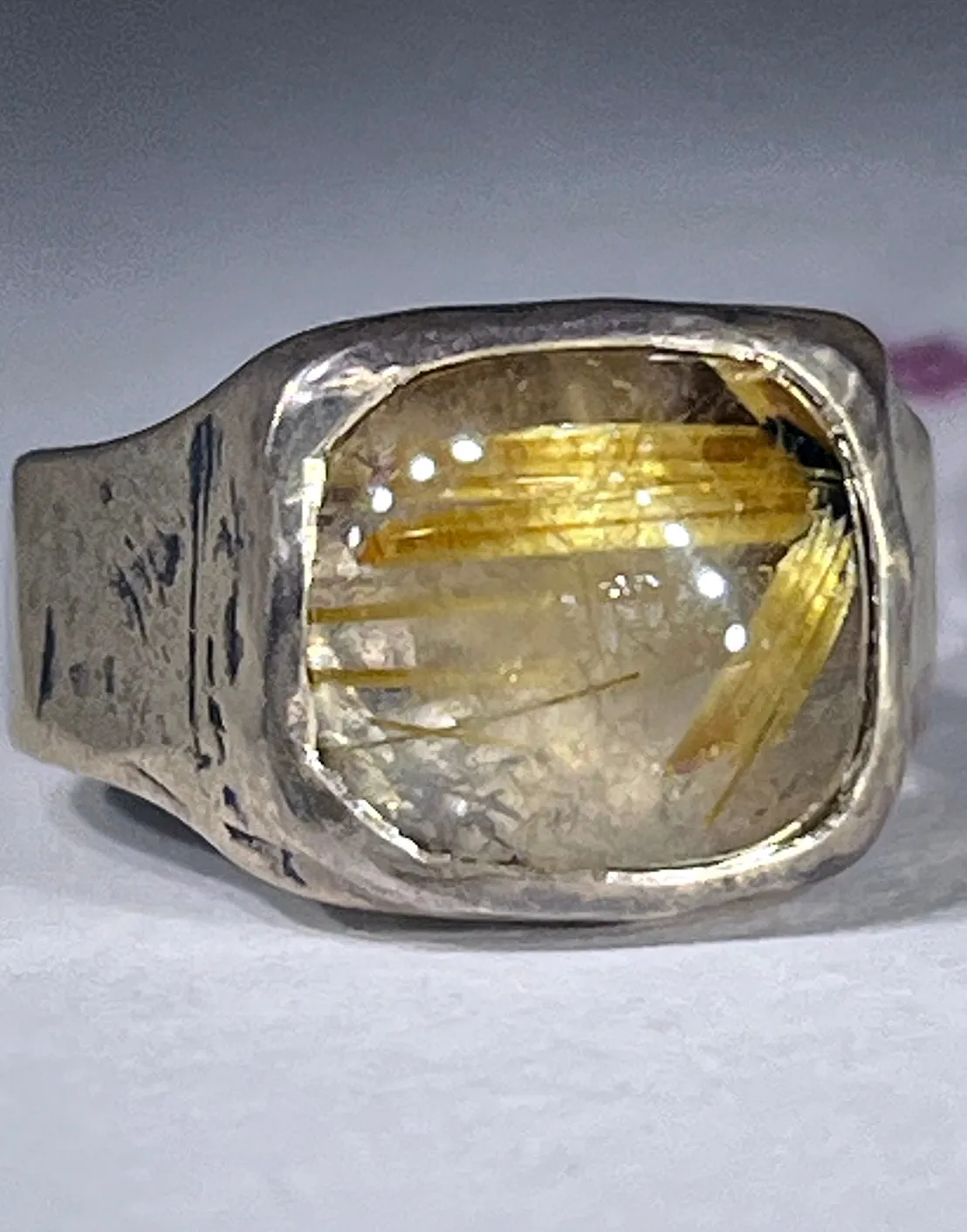 Gold Rutile Quartz Ring