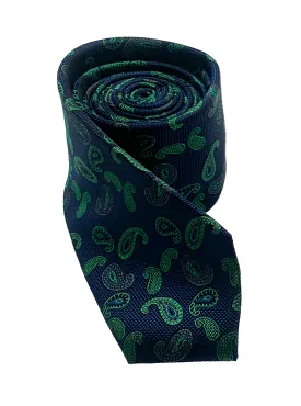 Green Paisley Print Silk Tie