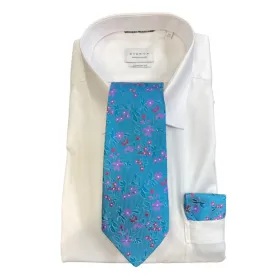 Hunter & Oak X-Long Teal Floral Tie Teal