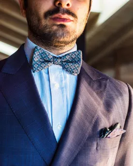 ICON - Silk Bow Tie - Blue/Grey