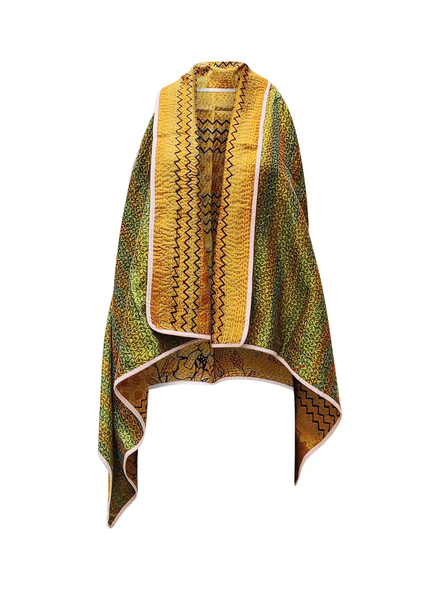 kantha vintage silk cape gira