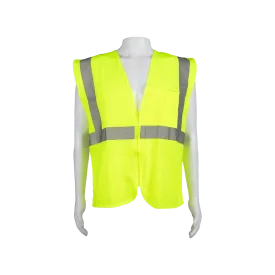 LV2-CB0 ANSI/ISEA 107-2020 CLASS 2 Lime Solid Safety Vest Zipper Closure