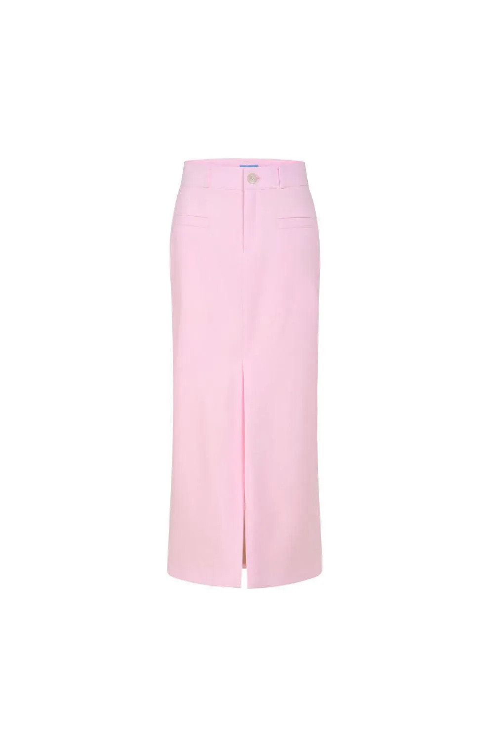 Melinda Straight Front Slit Crepe Ankle Length Skirt