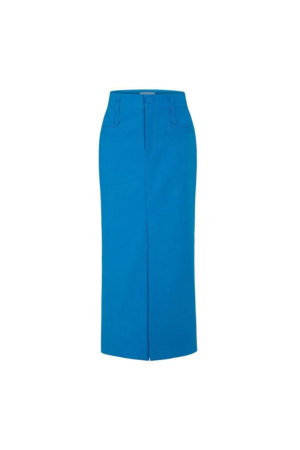 Melinda Straight Front Slit Crepe Ankle Length Skirt