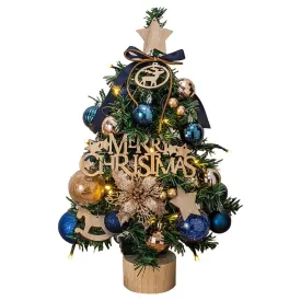 Mini Christmas Tree Shiny Blue &Gold Theme Tree and Tree Ball Ornaments for Ready Set Up, Ht 45 cm