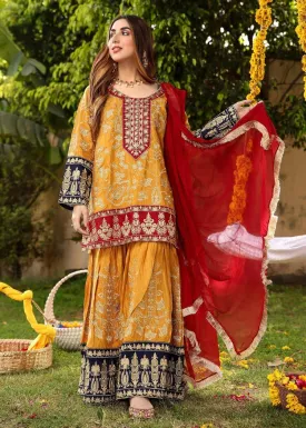 Mustard Eid Sharara Suit