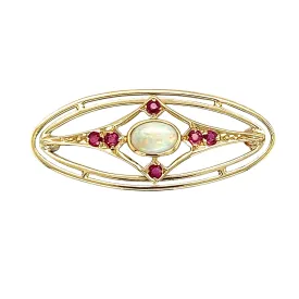 Opal & Ruby Brooch