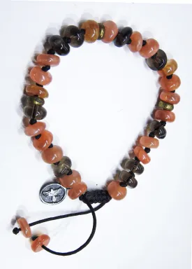 Peach Moonstone, Smoky Quartz and Hessonite Garnet Bracelet