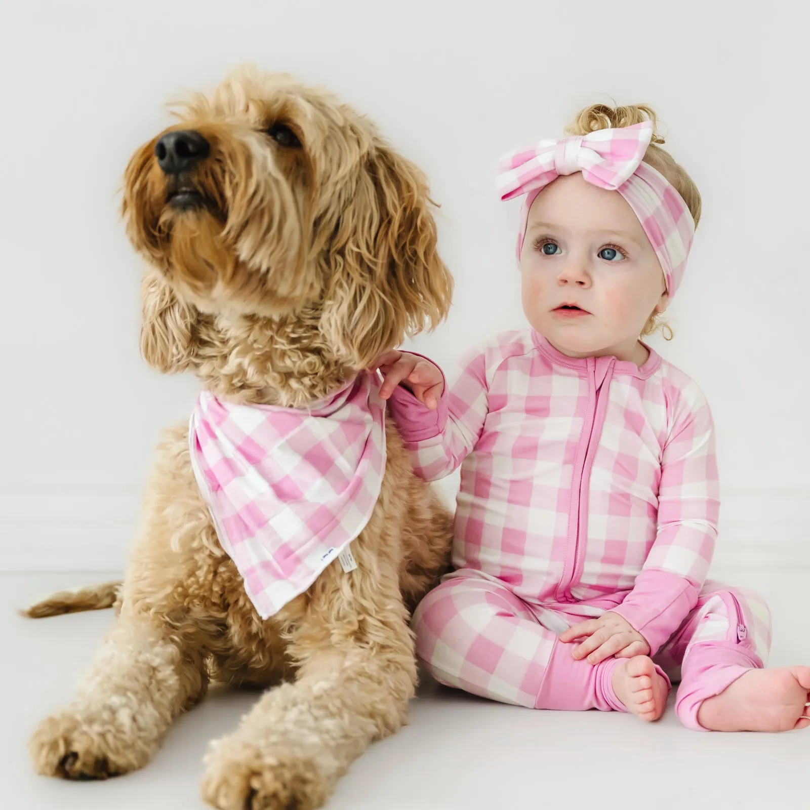 Pink Gingham Pet Bandana