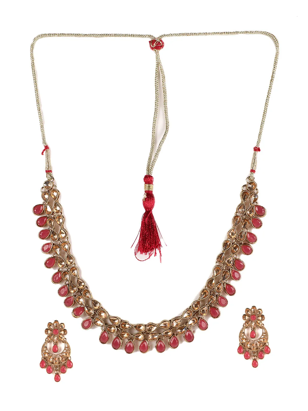 Pink Kundan Gold Plated Jewellery Set