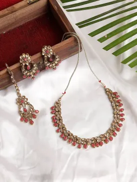 Pink Kundan Gold Plated Jewellery Set