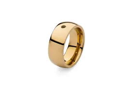 Qudo Gold Plated Stainless Steel Plain Thick Ring