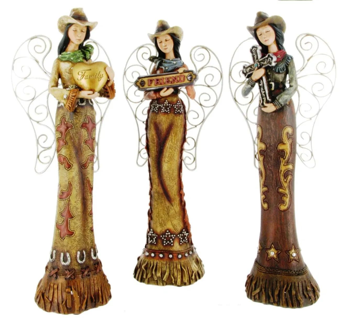 "Cowgirl Angels" Western Statues (Set of 3)